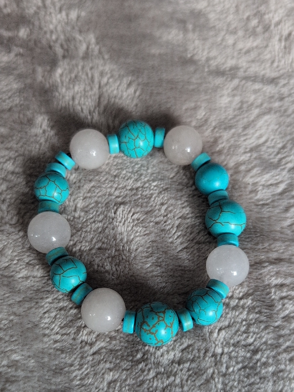 Turquoise Howlite and Pink Quartz Beaded Stretch Bracelet